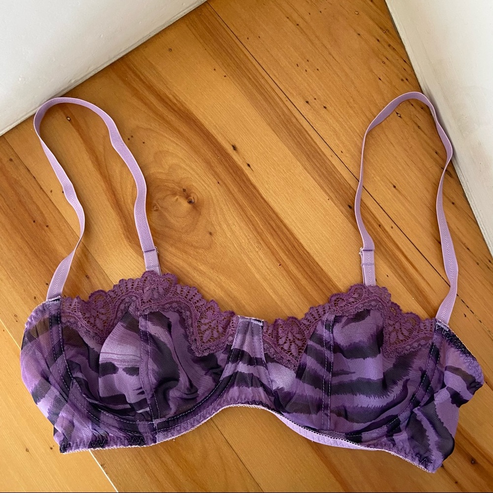 Playboy Purple Mesh Zebra Bra
